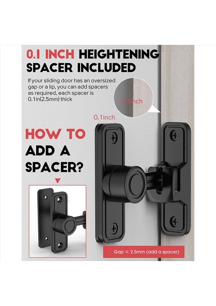 2x Ağır Hizmet Kapısı Mandalları 90 Derece Sağ Açılı Barn Kapı Kilidi Bahçe Siyahı Için Kilit Anti-Tutuş Kapı Kilit Mandal (Yurt Dışından) indirimleri