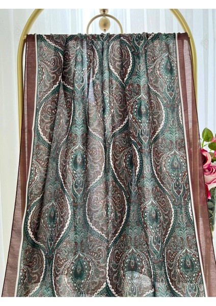 Retro Desen Pamuk Şal Bordo