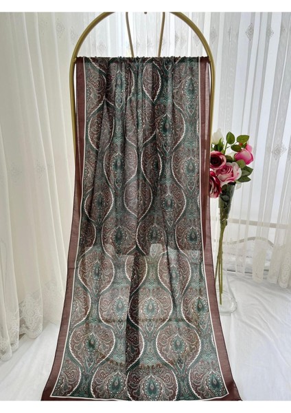 Retro Desen Pamuk Şal Bordo