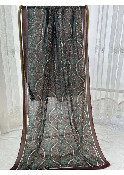 Retro Desen Pamuk Şal Bordo