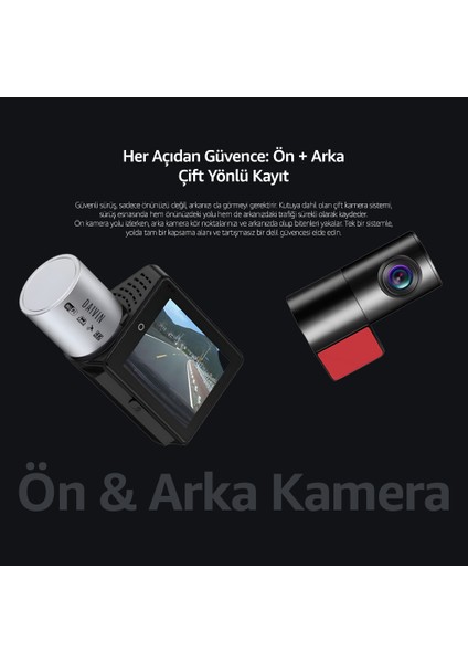 Daıvın A6M 4K Qhd Wifi Adas 170° Ultra Geniş Açılı Gece Görüşlü Ön ve Arka Araç Içi Kamera modelleri
