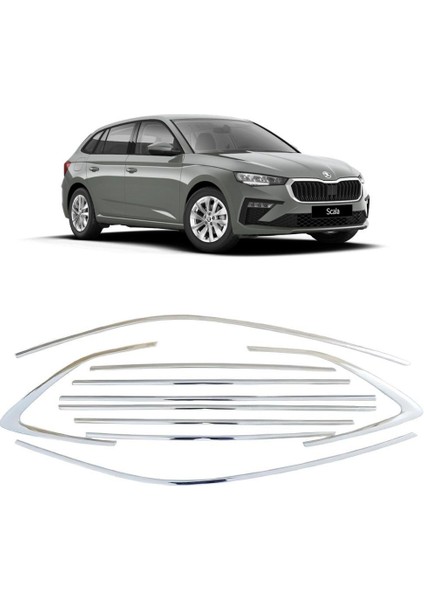 Skoda Scala Krom Cam Çıtası Krom Cam Çerçevesi 2019-2021 Çelik 6 Parça indirimleri