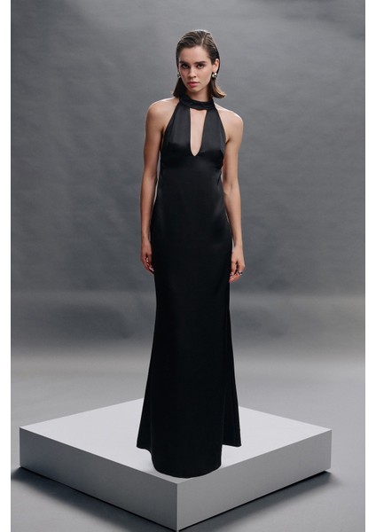 Şal Detaylı Maxi Saten Elbise - Exclusive Collection fırsatları