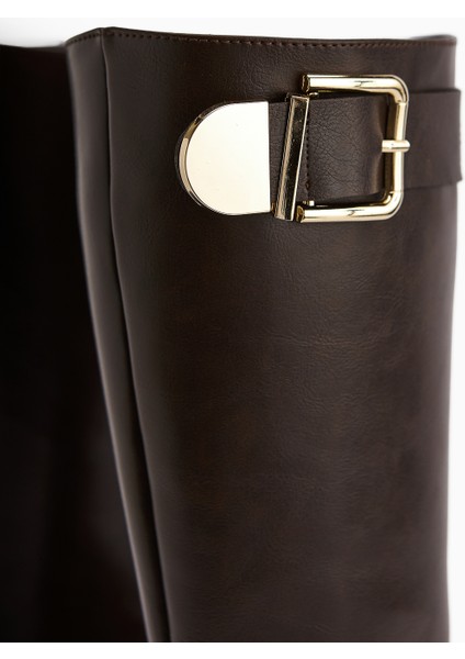 Hely Kahve Toka Detaylı Yüksek Tabanlı Kadın Çizme indirimleri