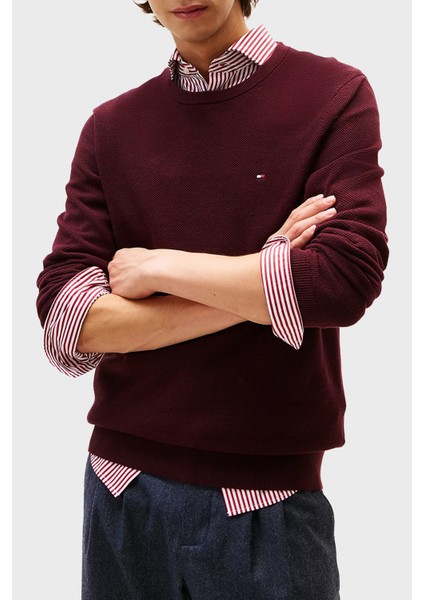 % 100 Pamuk Regular Fit Bisiklet Yaka Kazak Erkek Kazak MW0MW36347 Xıh