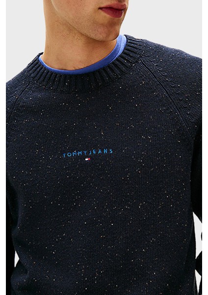 Pamuk Karışımlı Slim Fit Bisiklet Yaka Logo Işlemeli Kazak Erkek Kazak DM0DM22097 C1G modelleri