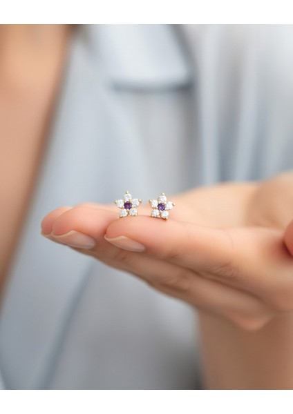 Feraye Minik Çiçek 14 Ayar Altın Küpe modelleri