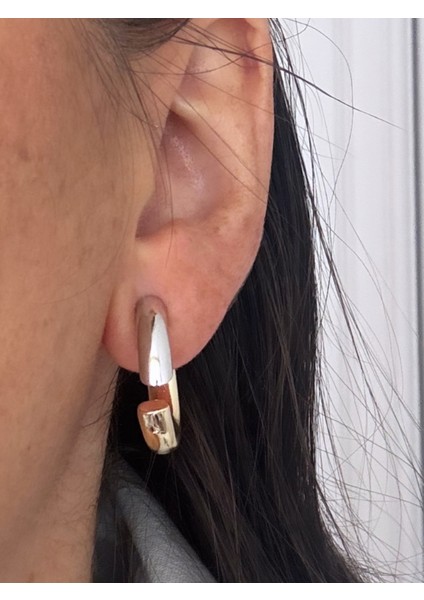 Çift Renkli Kalın Boru Halka Küpe