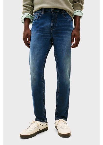 Pamuklu Slim Fit Normal Bel Dar Paça Jeans Erkek Kot Pantolon DM0DM22247 1bk