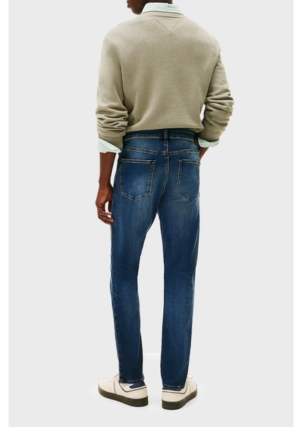 Pamuklu Slim Fit Normal Bel Dar Paça Jeans Erkek Kot Pantolon DM0DM22247 1bk modelleri