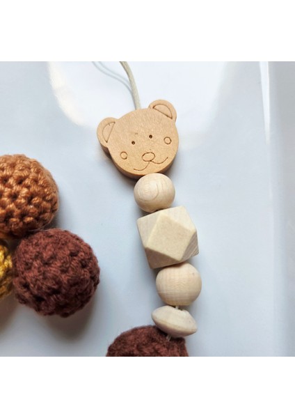 Ayıcıklı Kahverengi İsimli Bebek Emzik Zinciri Askısı fiyatları