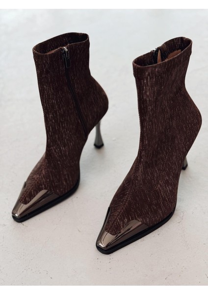 Rosavi Kadın Topuklu Streç Bot Acıkahve Nubuk