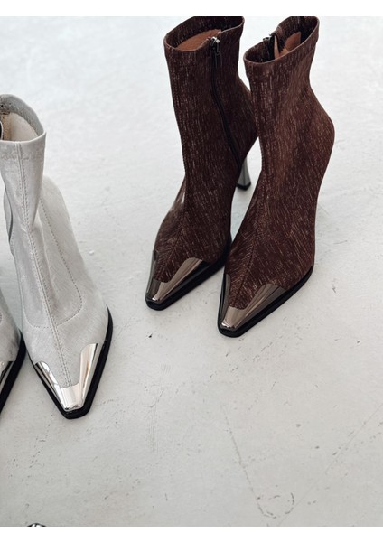 Rosavi Kadın Topuklu Streç Bot Acıkahve Nubuk modelleri