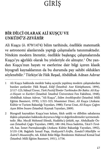 Ali Kuşçu ve Unkûdü'z Zevâhir - Abdullah Yıldırım