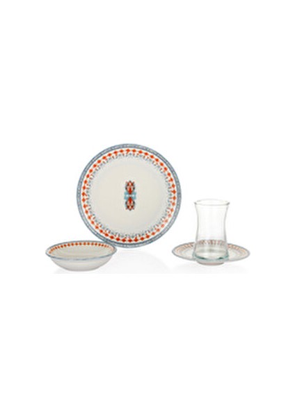 Lily Kahvaltı Takımı 16 Parça Kırmızı Porselen 4 Kişilik Şık ve Zarif