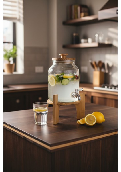 Fuente - Bambu Kapak ve Standlı Cam Sebil 3l fırsatları