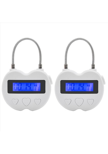 2x Akıllı Zaman Kilidi LCD Ekran Zaman Kilidi Çok Fonksiyonlu Zamanlayıcı Su Geçirmez USB Şarj Edilebilir (Yurt Dışından)