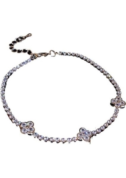 Moda Tam Elmas Çiçek Bilezik Üst Düzey Bilezik Ins Tarzı Zarif Hafif Lüks Mizaç El Takısı (Yurt Dışından)