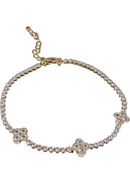 Moda Tam Elmas Çiçek Bilezik Üst Düzey Bilezik Ins Tarzı Zarif Hafif Lüks Mizaç El Takısı (Yurt Dışından) fırsatları