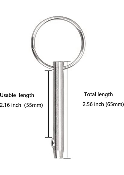 8 Pcs Hızlı Serbest Bırakma Pimleri Bimini Üst Pimleri Çap 1/4in (6 3mm) Toplam Uzunluk 2 56 Inç (65MM) Deniz 316 Paslanmaz Çelik (Yurt Dışından) modelleri