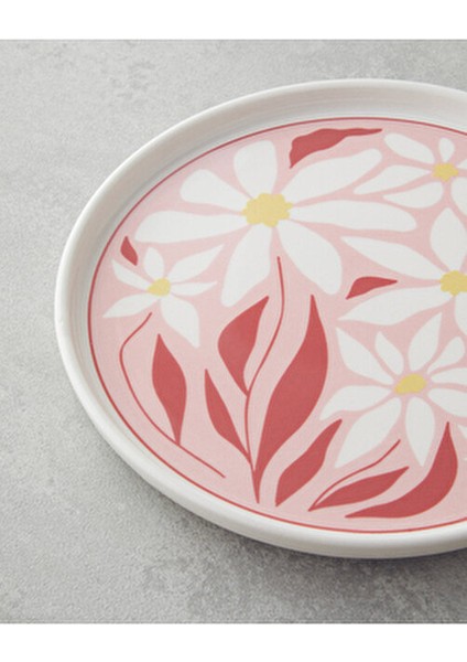 Splash Seramik Kahvaltı Takımı 10 Parça 4 Kişilik Desenli Kırmızı-Pembe