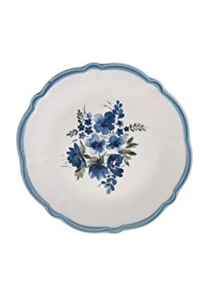 Nostalji 26 Parça 6 Kişilik Desenli Seramik Kahvaltı Takımı Mavi Renkli