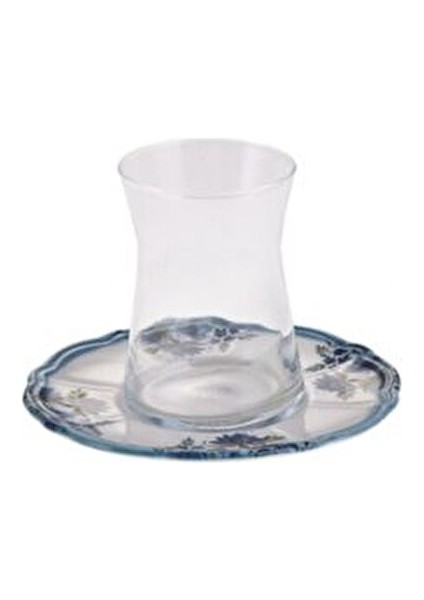 Nostalji 26 Parça 6 Kişilik Desenli Seramik Kahvaltı Takımı Mavi Renkli