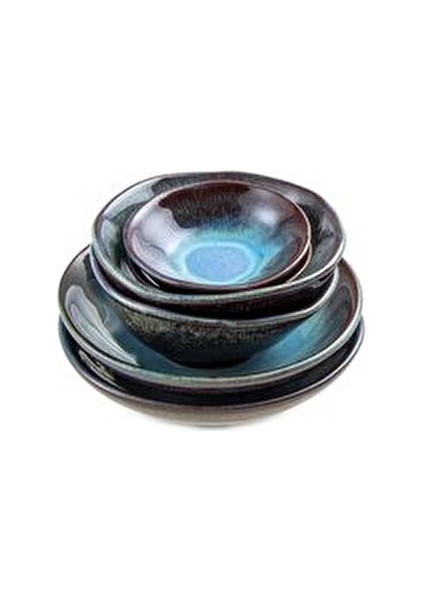 Ocean 26 Parça Kahvaltı Takımı 6 Kişilik Mavi Porselen Yuvarlak Tasarım