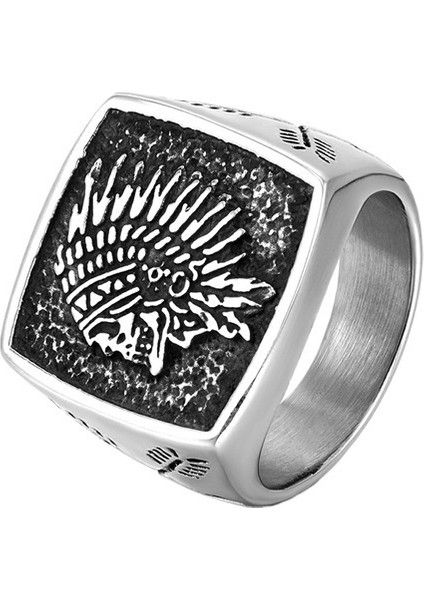 Çok Yönlü, Şık ve Zarif Hip-Hop Yeni Totem Yüzük, Retro Paslanmaz Çelik Erkek Yüzük Boyutu: Çap 21,5 mm Çevre 67,5 mm (Yurt Dışından) modelleri