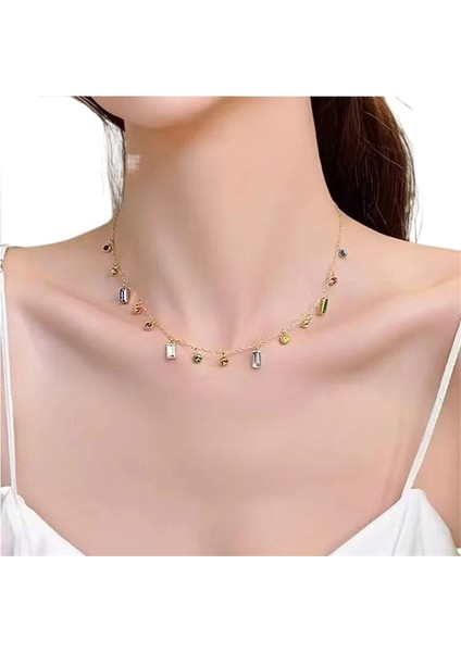 Kadınlar Için Titanyum Çelik Kolye, Renkli Zirkonyum Dopamin Köprücük Kemiği Kolyesi, Yeni Stil, Niş Tasarım, Üst Düzey Kolye (Yurt Dışından) fırsatları