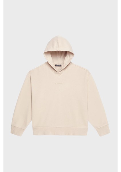 Logolu Pamuklu Regular Fit Kapüşonlu Sweat Bayan Sweat LB25FWCLAFUHD