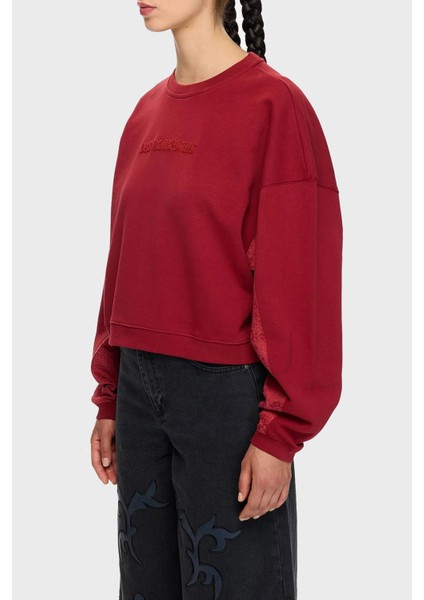 Pamuklu Relaxed Fit Bisiklet Yaka Crop Sweat Bayan Sweat LB25FWTURFUSW