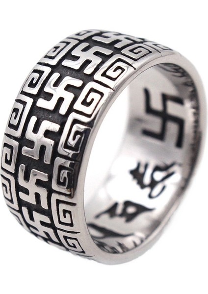 Çok Yönlü Moda Retro Erkek Titanyum Çelik Yüzük Tam Daire Paslanmaz Çelik Yüzük Boyutu: Çap 20,7 mm Çevre 65 mm (Yurt Dışından)