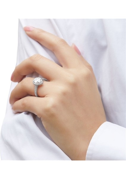 Çok Yönlü Moda Su Damlası Yüzük Kadın Seiko Işlemeli Evlilik Yüzüğü 925 Saf Gümüş Boyut: Çap 19,9 mm Çevre 62,4 mm (Yurt Dışından) fiyatları