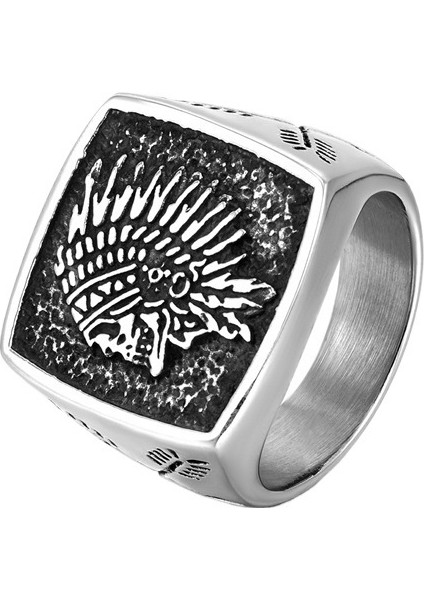 Çok Yönlü ve Şık Hip-Hop Yeni Totem Yüzük, Retro Paslanmaz Çelik Erkek Yüzük Boyutu: Çap 22,3 Mm, Çevre 70 mm (Yurt Dışından) fırsatları
