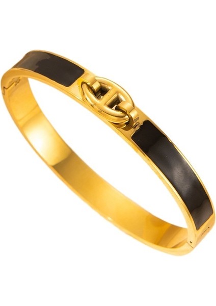 H Domuz Burnu Bilezik Paslanmaz Çelik Şık Çok Yönlü Emaye Damla Tutkal Bilezik Yüksek Kaliteli Kadın Bileziği (Yurt Dışından)