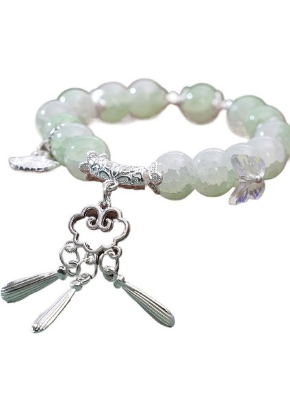 Yeni Varış Cam Bilezik Küçük Taze Yelpaze Püskül Bilezik Ulusal Trend Kültürel ve Yaratıcı Aksesuarlar (Yurt Dışından)