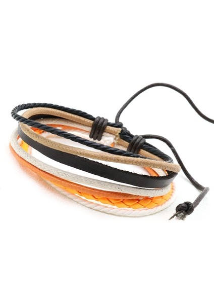 Yeni Renk Çok Daireli Retro Örgülü Rahat Bilezik Renkli Balmumu Hattı Dana Derisi Bilezik Bilezik Ayarlanabilir Boyut 18,5 Cm-23 cm (Yurt Dışından)