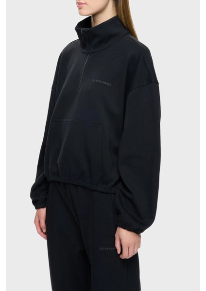 Pamuklu Regular Fit Yarım Fermuarlı Dik Yaka Sweat Bayan Sweat LB25FWCLAFUSW