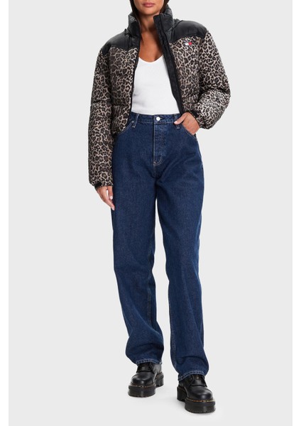 Leopar Desen Relaxed Fit Çıkarılabilir Kapüşonlu Şişme Mont Bayan Mont DW0DW21967 0hd fiyatları