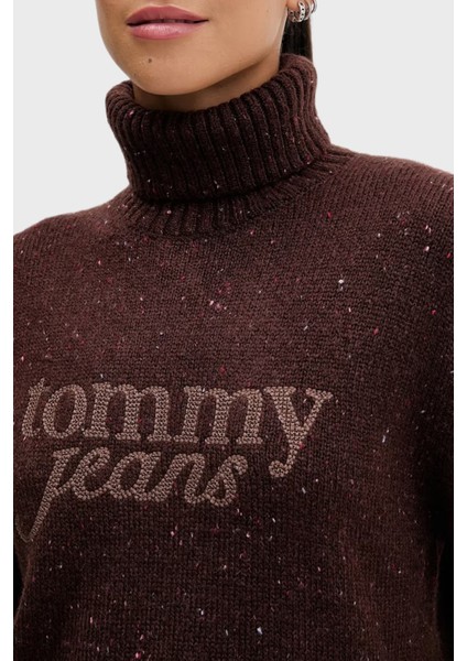 Yün Karışımlı Relaxed Fit Balıkçı Yaka Logolu Kazak Bayan Kazak DW0DW21687 Gs7 fırsatları