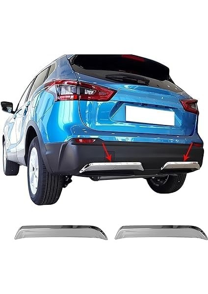 Paslanmaz Çelik Arka Difüzör – 2 Parça Set – Qashqai 2017-2021 ile Uyumlu – Arka Tampon Difüzörü fırsatları