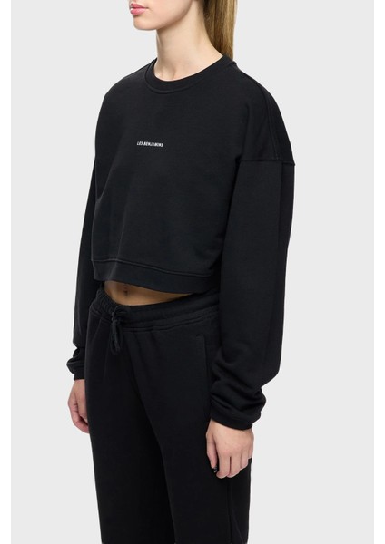 Logolu Pamuklu Regular Fit Bisiklet Yaka Sweat Bayan Sweat Lbnooscorfusw