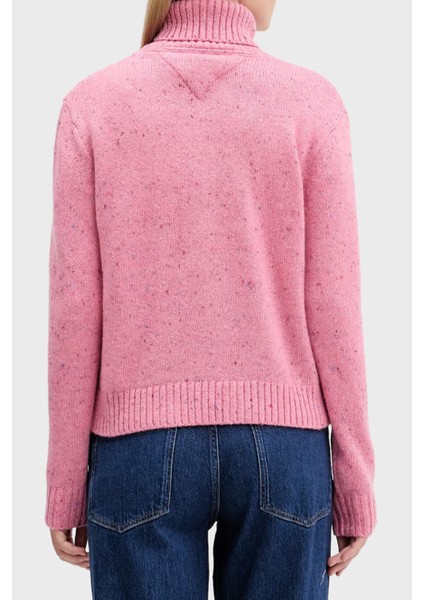 Yün Karışımlı Relaxed Fit Balıkçı Yaka Logolu Kazak Bayan Kazak DW0DW21687 Thc fiyatları