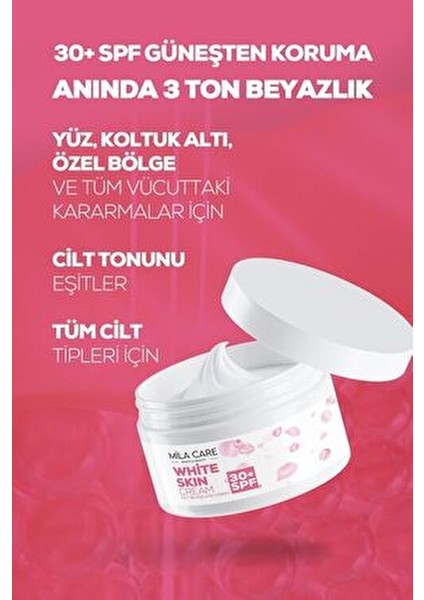 White Skin Cilt Kremi 30+ SPF Aydınlatıcı ve Leke Karşıtı 100 ml Karma Ciltler İçin