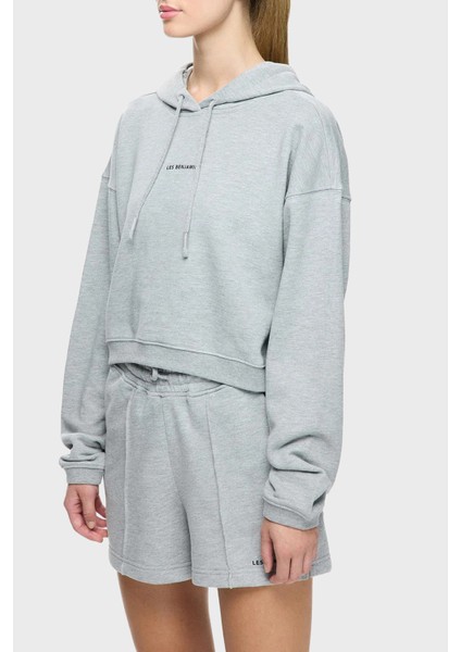 Pamuklu Regular Fit Kapüşonlu Yaka Logolu Sweat Bayan Sweat Lbnooscorfuhd