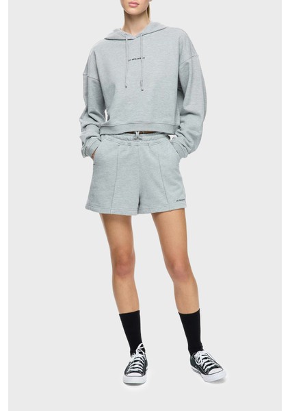 Pamuklu Regular Fit Kapüşonlu Yaka Logolu Sweat Bayan Sweat Lbnooscorfuhd fiyatları