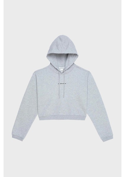 Pamuklu Regular Fit Kapüşonlu Yaka Logolu Sweat Bayan Sweat Lbnooscorfuhd