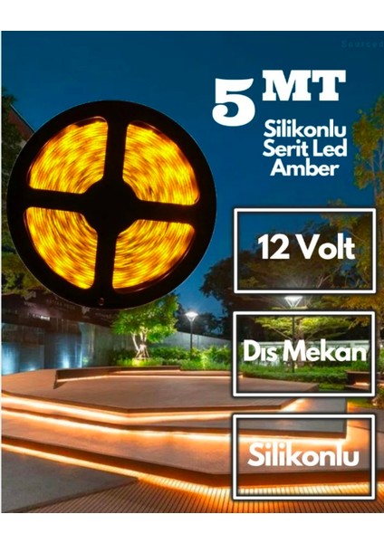 Dış Mekan Silikonlu Amber Renk Şerit LED CT-4492