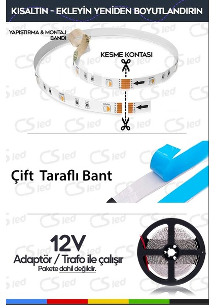 5 Metre Ct 4534 Cata 3 Çip Dış Mekan Şerit Led Rgb 12v modelleri